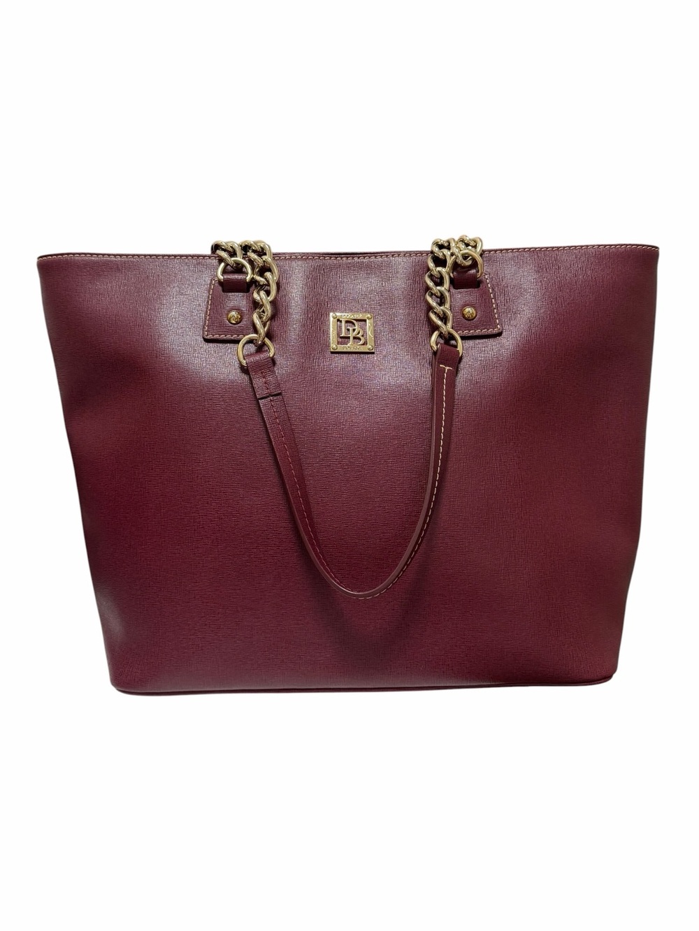 Dooney & Bourke Crosshatching Wine Leather Tote Handbag